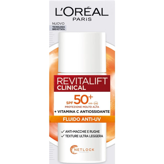 L'OREAL REVITALIFT CLINICAL SPF50+ VITAMINA C ANTIOSSIDANTE FLUIDO ANTI-UV 50ML