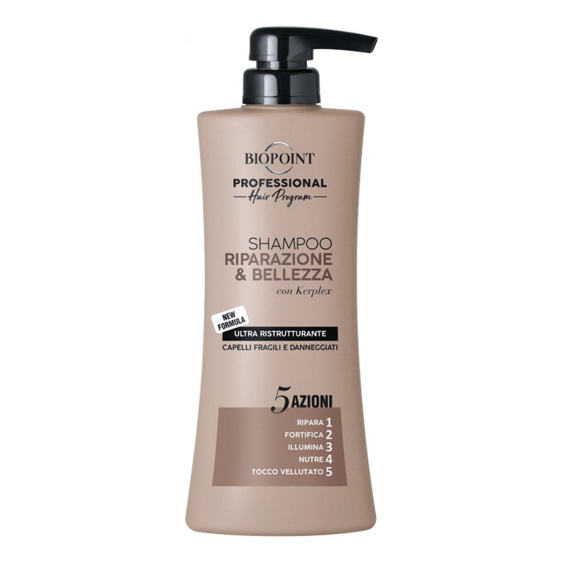 BIOPOINT SHAMPOO 400ML RIPARAZIONE & BELLEZZA 5 AZIONI CAPELLI FRAGILI E DANNEGGIATI