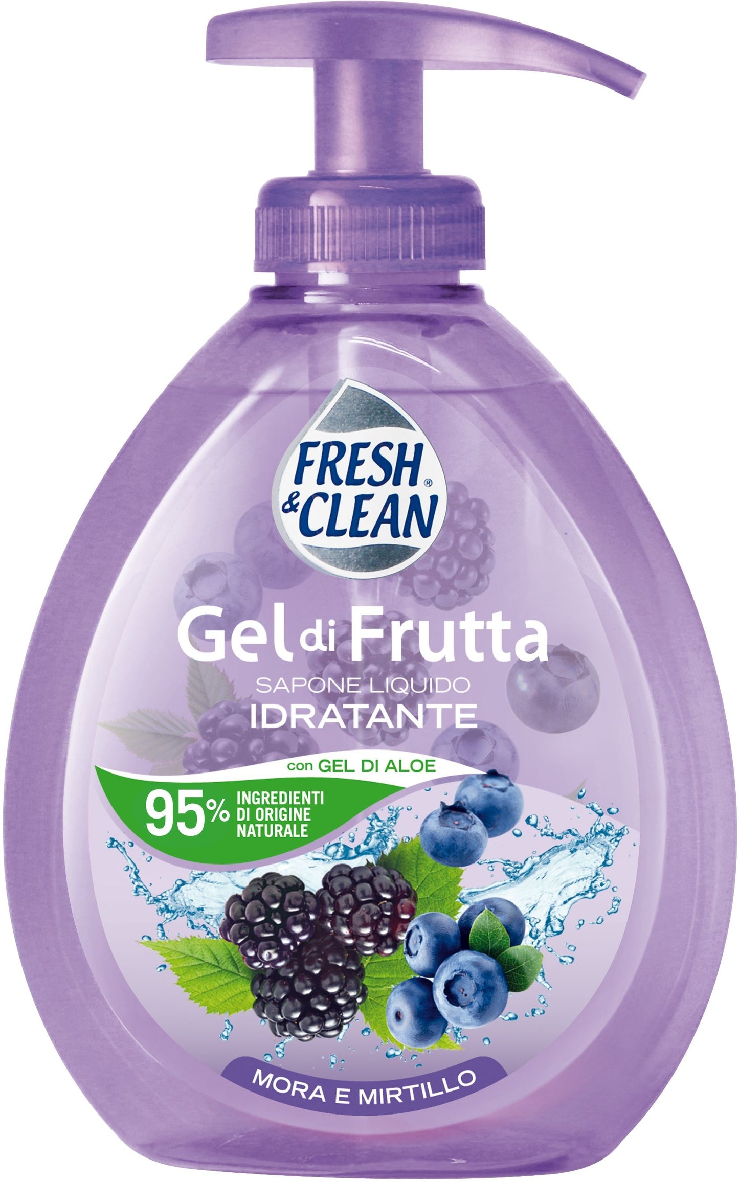 FRESH&CLEAN SAPONE LIQUIDO 300ML GEL DI FRUTTA MORA E MIRTILLO