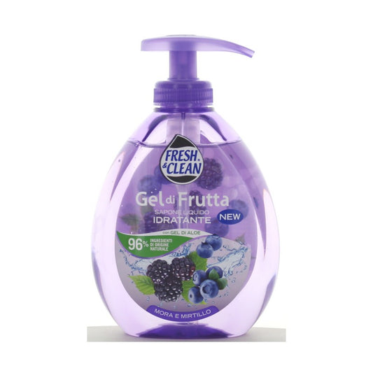 FRESH&CLEAN SAPONE LIQUIDO 300ML GEL DI FRUTTA MORA E MIRTILLO