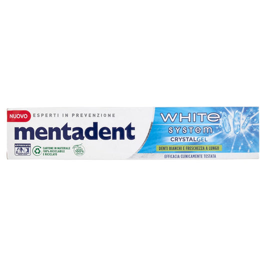 MENTADENT DENTIFRICIO 75ML WHITE SYSTEM CRYSTAL GEL
