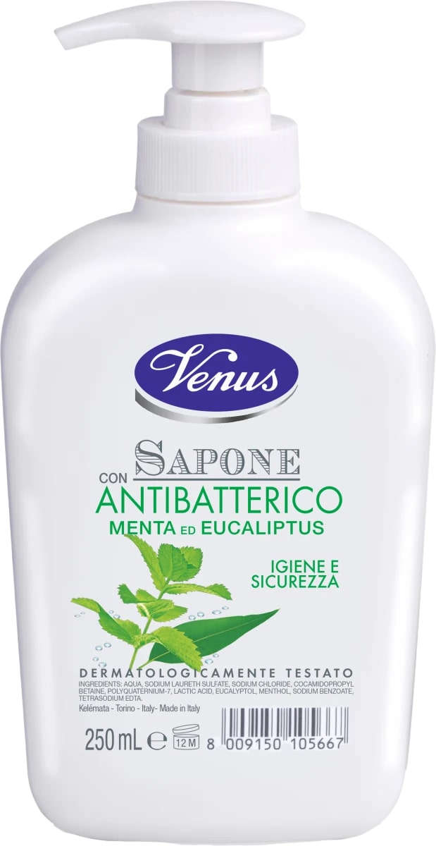 VENUS SAPONE LIQUIDO 250ML CON ANTIBATTERICO MENTA ED EUCALIPTUS