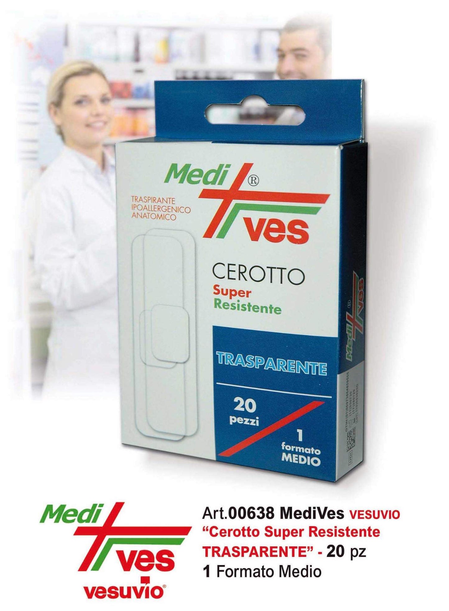 VESUVIO MEDIVES CEROTTO SUPER RESISTENTE TRASPARENTE 20PZ 1 FORMATO MEDIO ART.00638