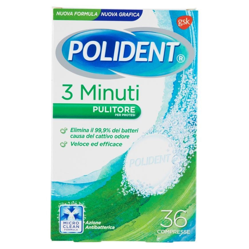 POLIDENT 3 MINUTI PULITORE PER PROTESI 36 COMPRESSE