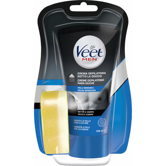 VEET MEN CREMA DEPILATORIA SOTTO LA DOCCIA 150ML PETTO E CORPO PELLI SENSIBILI
