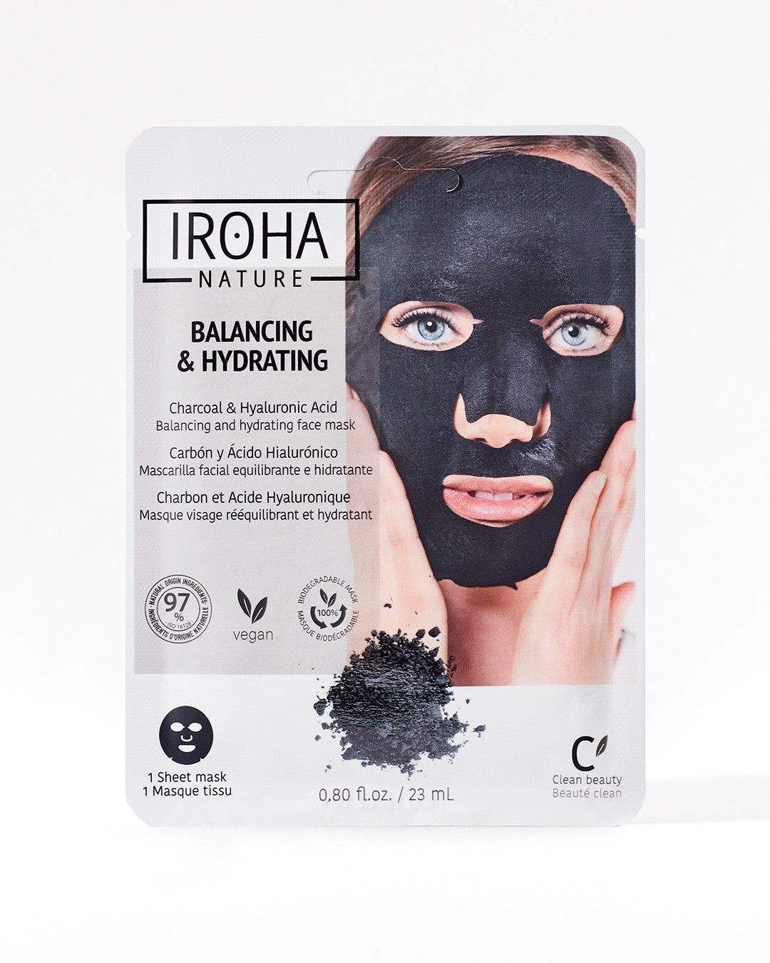 IROHA NATURE BALANCING CHARCOAL CARBONE & ACIDO IALURONICO MASCHERA VISO IN TESSUTO 23ML