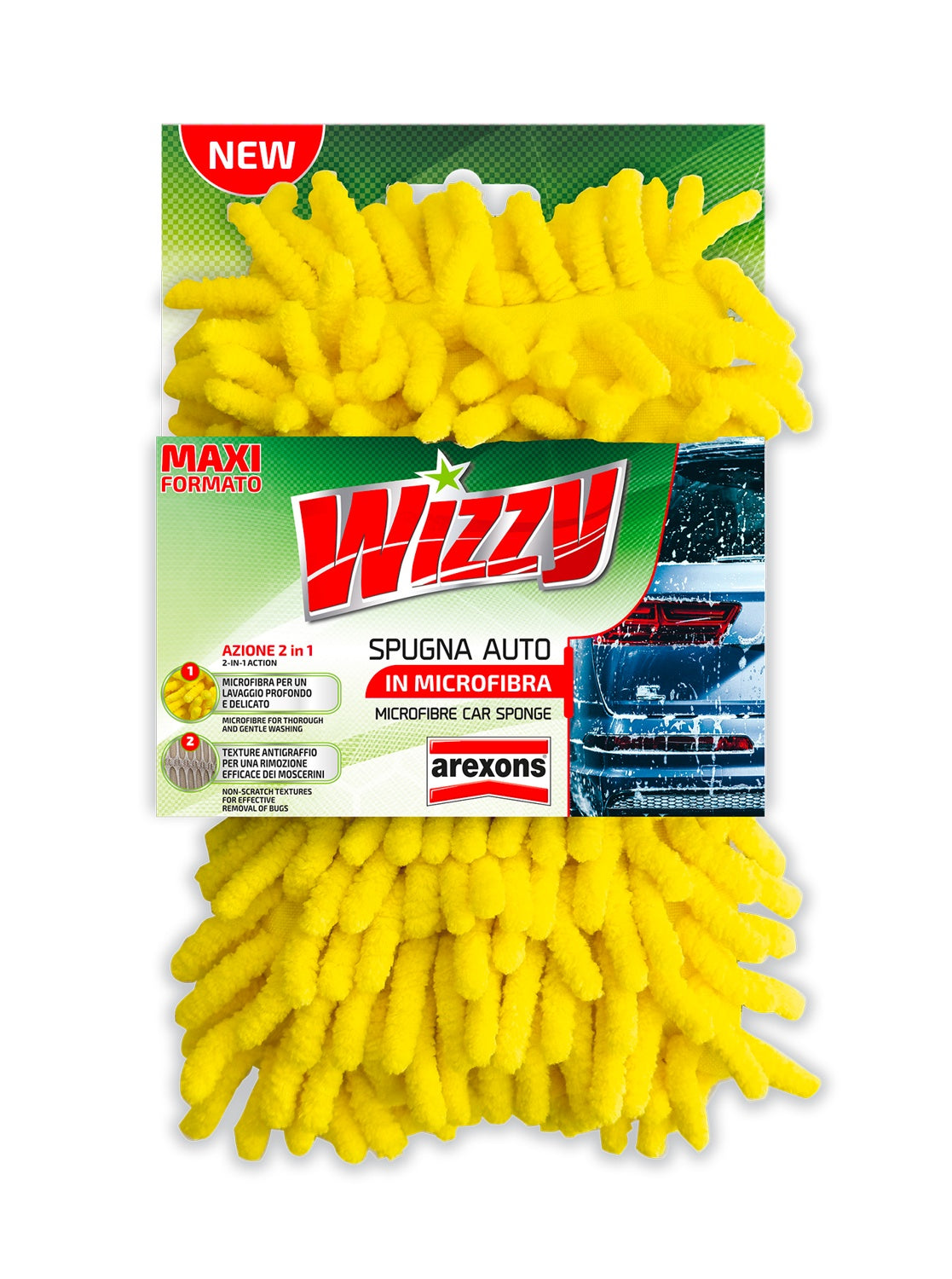 AREXONS WIZZY SPUGNA AUTO IN MICROFIBRA 2IN1 MAXI FORMATO