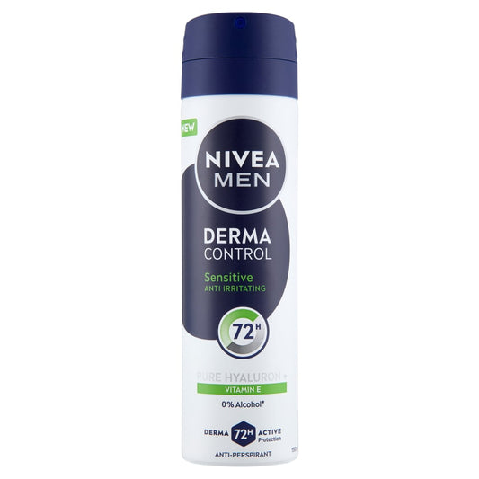 NIVEA MEN DEO SPRAY 150ML DERMA CONTROL 72H SENSITIVE ANTI IRRITATING PURE HYALURON + VITAMIN E