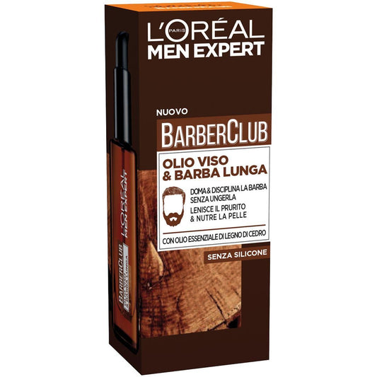 L'OREAL MEN BARBER CLUB OLIO VISO & BARBA LUNGA 30ML CON OLIO ESSENZIALE DI LEGNO DI CEDRO
