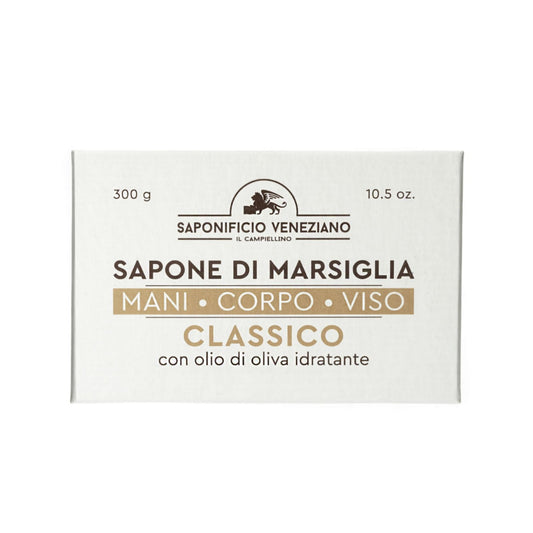 SAPONIFICIO VENEZIANO SAPONE DI MARSIGLIA 300G CLASSICO CON OLIO DI OLIVA IDRATANTE MANI CORPO VISO