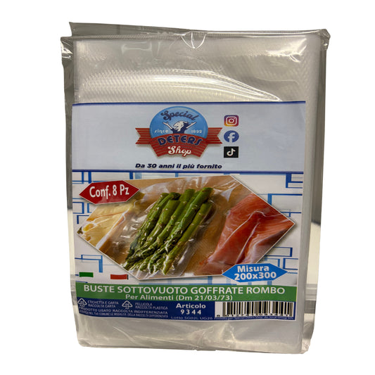 SDS BUSTE SOTTOVUOTO GOFFRATE ROMBO PER ALIMENTI CM.20X30 8PZ ART.9344
