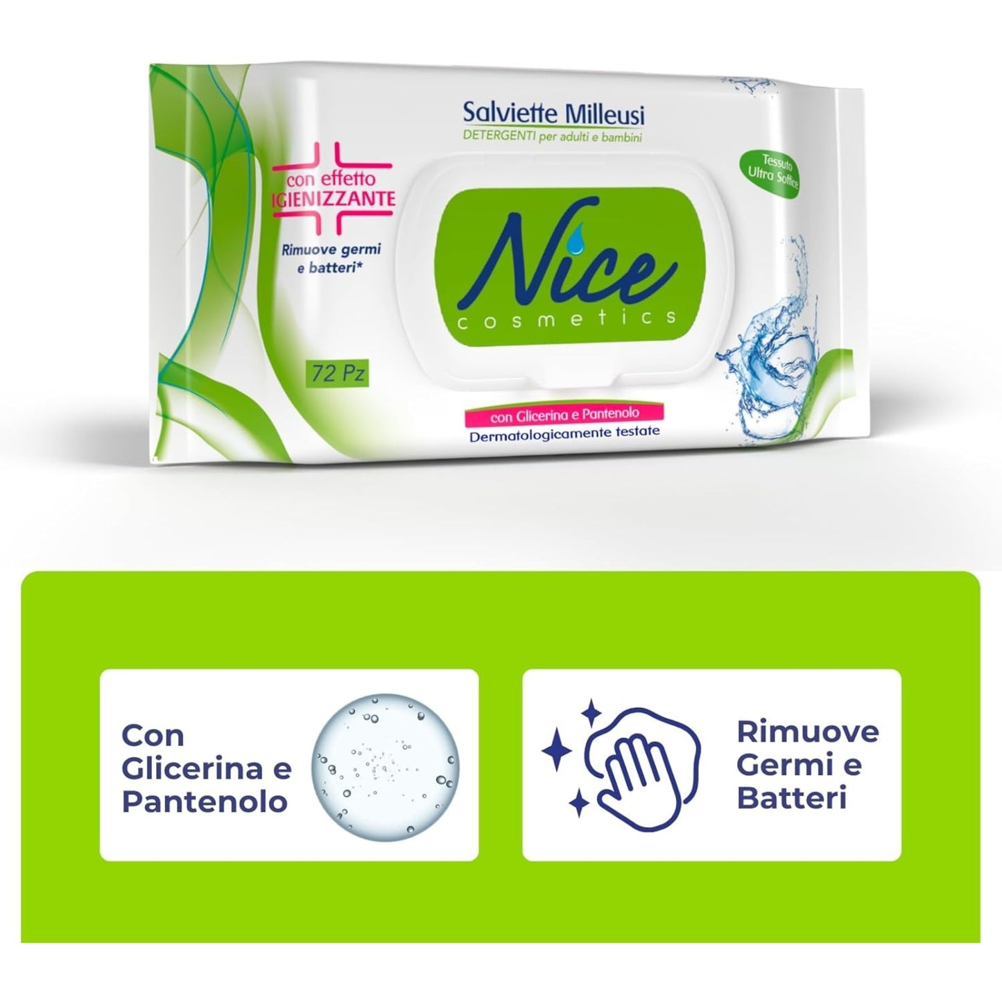 NICE COSMETICS SALVIETTE MILLEUSI 72PZ EFFETTO IGIENIZZANTE
