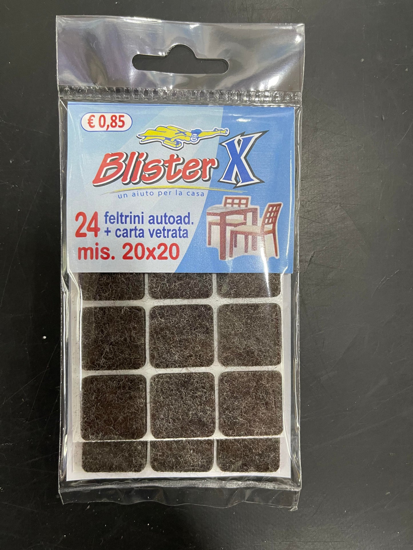 BLISTER X 24 FELTRINI AUTOAD.+CARTA VETRATA MIS 20X20