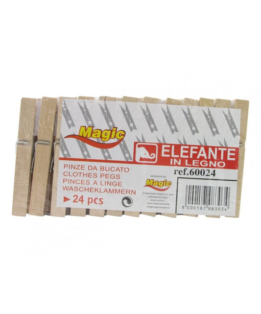 MAGIC PINZE DA BUCATO ELEFANTE IN LEGNO 24PZ