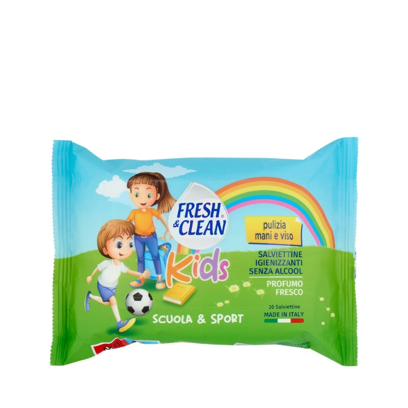 FRESH&CLEAN KIDS SCUOLA & SPORT SALVIETTINE IGIENIZZANTI SENZA ALCOOL 20PZ PROFUMO FRESCO