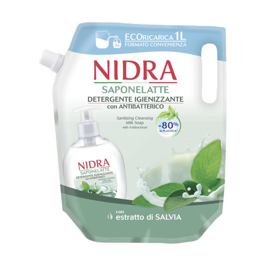 NIDRA SAPONELATTE ECORICARICA 1L IGIENIZZANTE CON ANTIBATTERICO CON ESTRATTO DI SALVIA