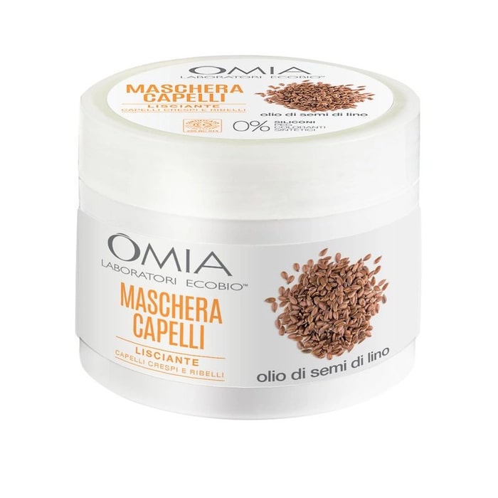 OMIA MASCHERA CAPELLI 250ML OLIO DI SEMI DI LINO LISCIANTE CAPELLI CRESPI E RIBELLI