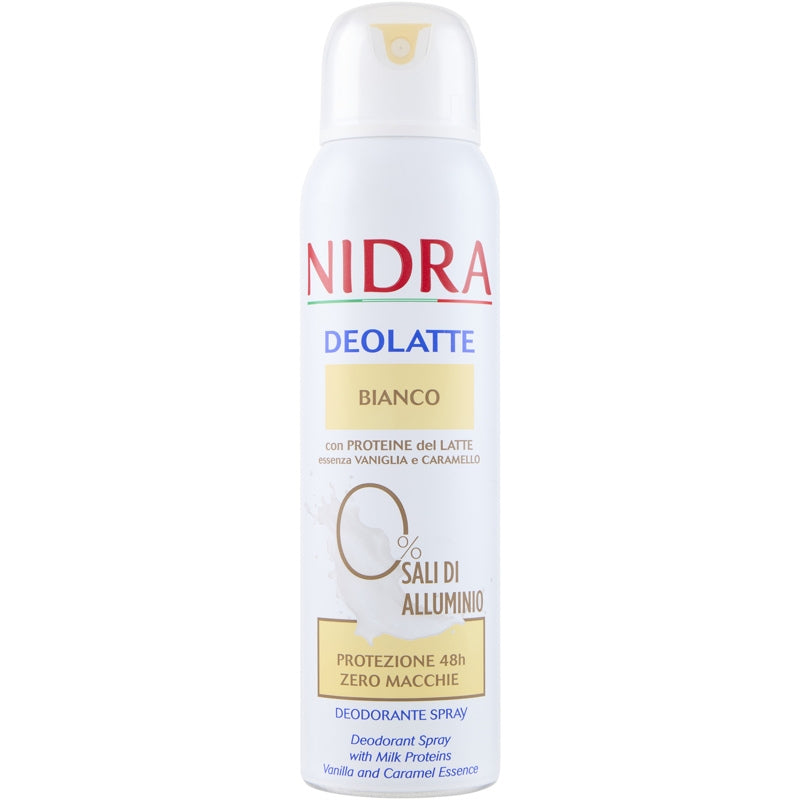 NIDRA DEOLATTE SPRAY 150ML BIANCO CON PROTEINE DEL LATTE ESSENZA VANIGLIA E CARAMELLO