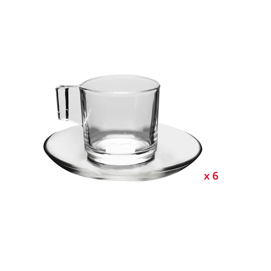 ARBEMA SET DA CAFFE' IN VETRO TAZZINE 90ML + 6 PIATTINI