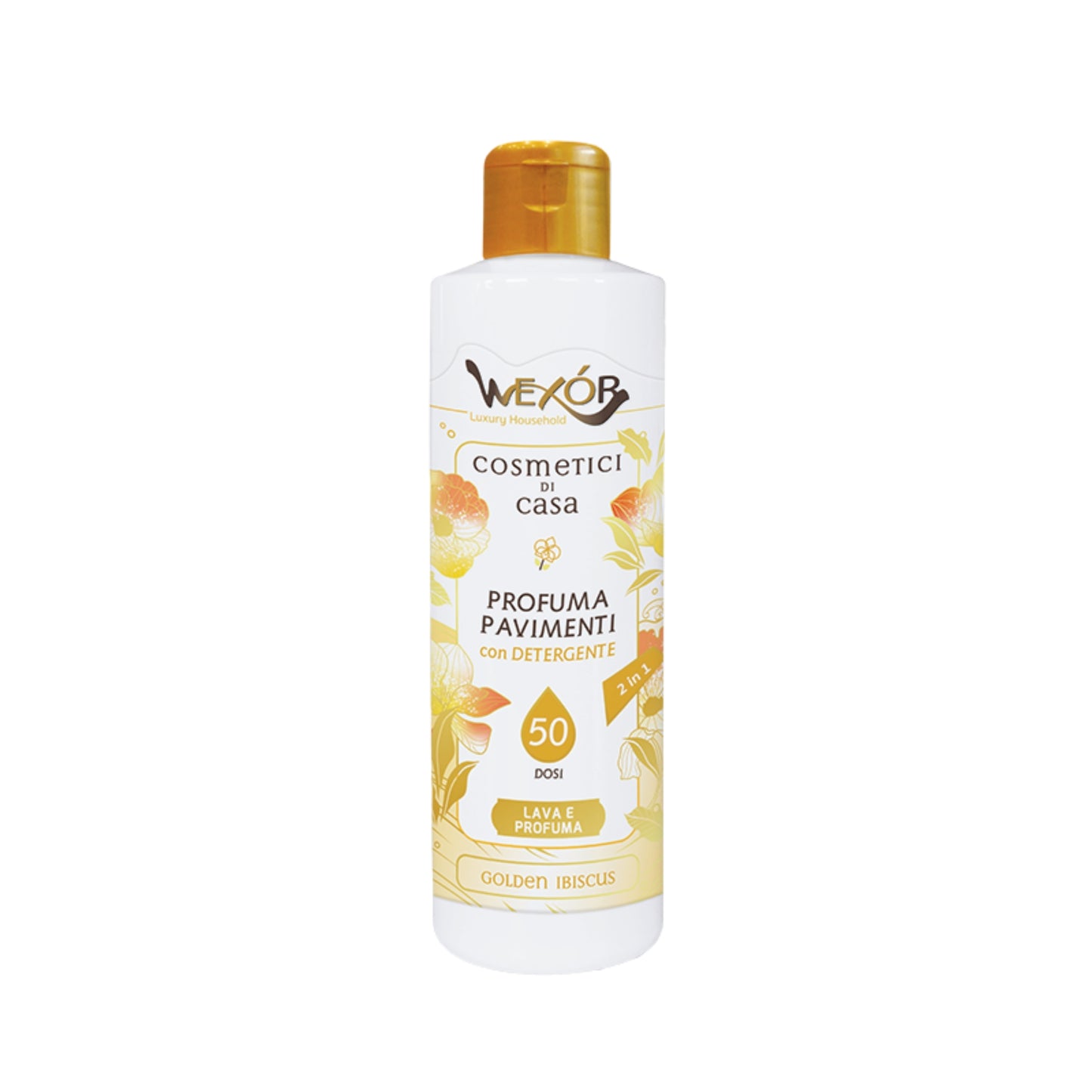 WEXOR COSMETICI DI CASA PROFUMA PAVIMENTI CON DETERGENTE 2IN1 235ML 50 DOSI GOLDEN IBISCUS