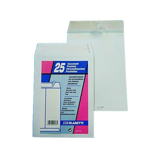 BLASETTI 25 BUSTE A SACCO BIANCHE CON STRIP 190X260MM