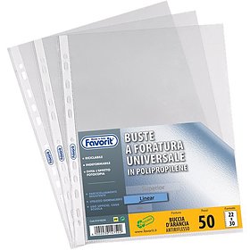 FAVORIT 50 BUSTE FORATURA UNIVERSALE 10 MICRON BUCCIA 22X30