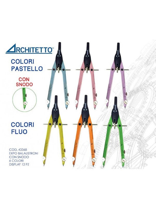 TINTA UNITA ARCHITETTO COMPASSO BALAUSTRONE COLORI ASSORTITI