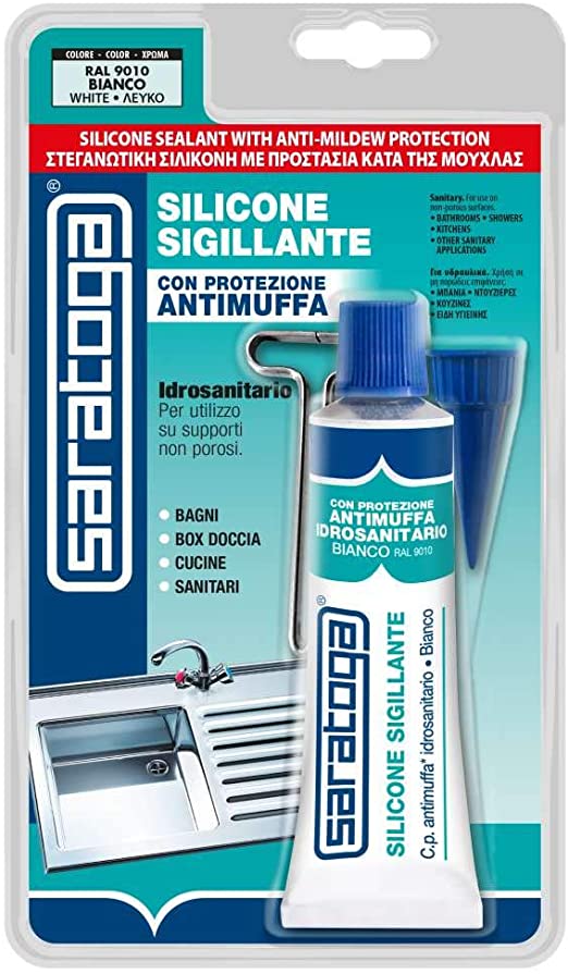 SARATOGA SILICONE SIGILLANTE 60ML BIANCO PROTEZIONE ANTIMUFFA
