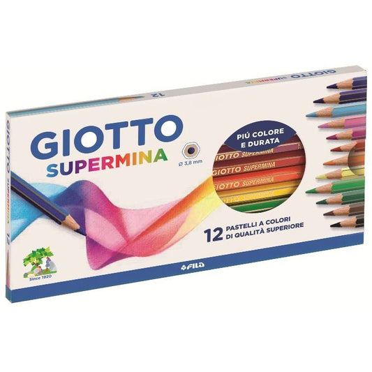 GIOTTO SUPERMINA 12 PASTELLI A COLORI 3,8MM