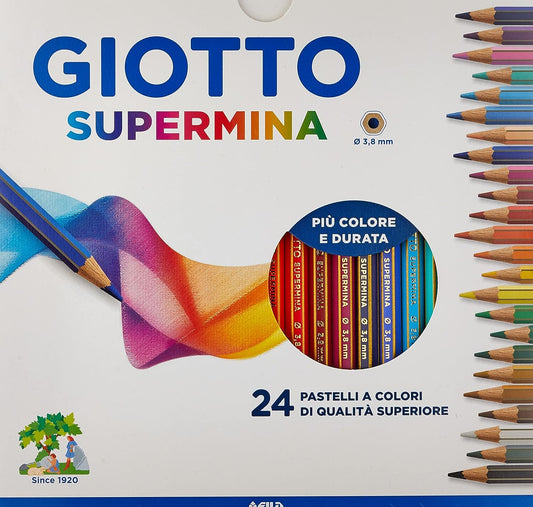 GIOTTO SUPERMINA 24 PASTELLI A COLORI 3,8MM