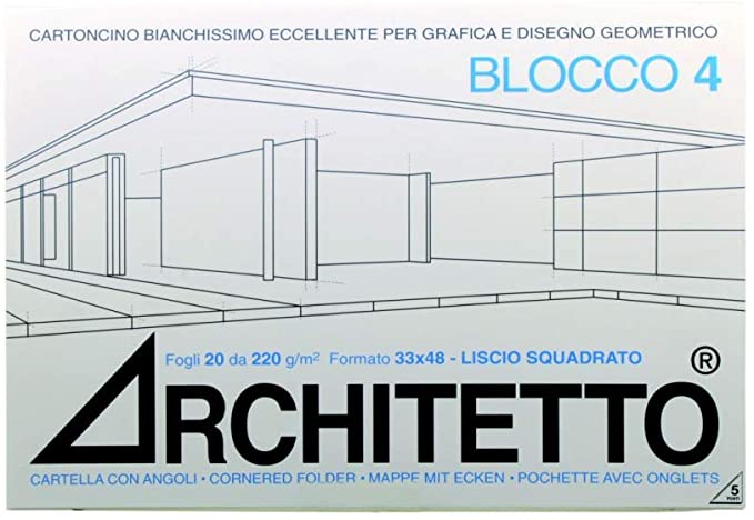 ARCHITETTO BLOCCO 4 20 FOGLI 220G/M2 33X48 LISCIO SQUADRATO