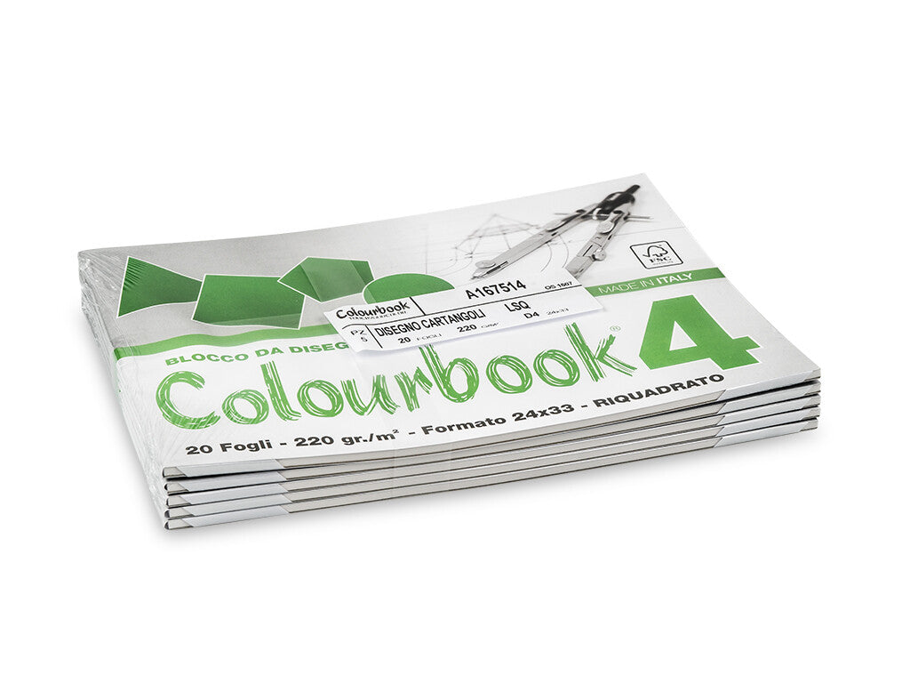 COLOURBOOK BLOCCO 4 20 FOGLI 220GR/M2 24X33 RIQUADRATO