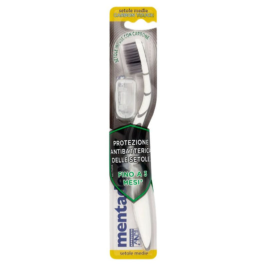 MENTADENT SPAZZOLINO CARBON TOUCH SETOLE CON ANTIBATTERICO MEDIO