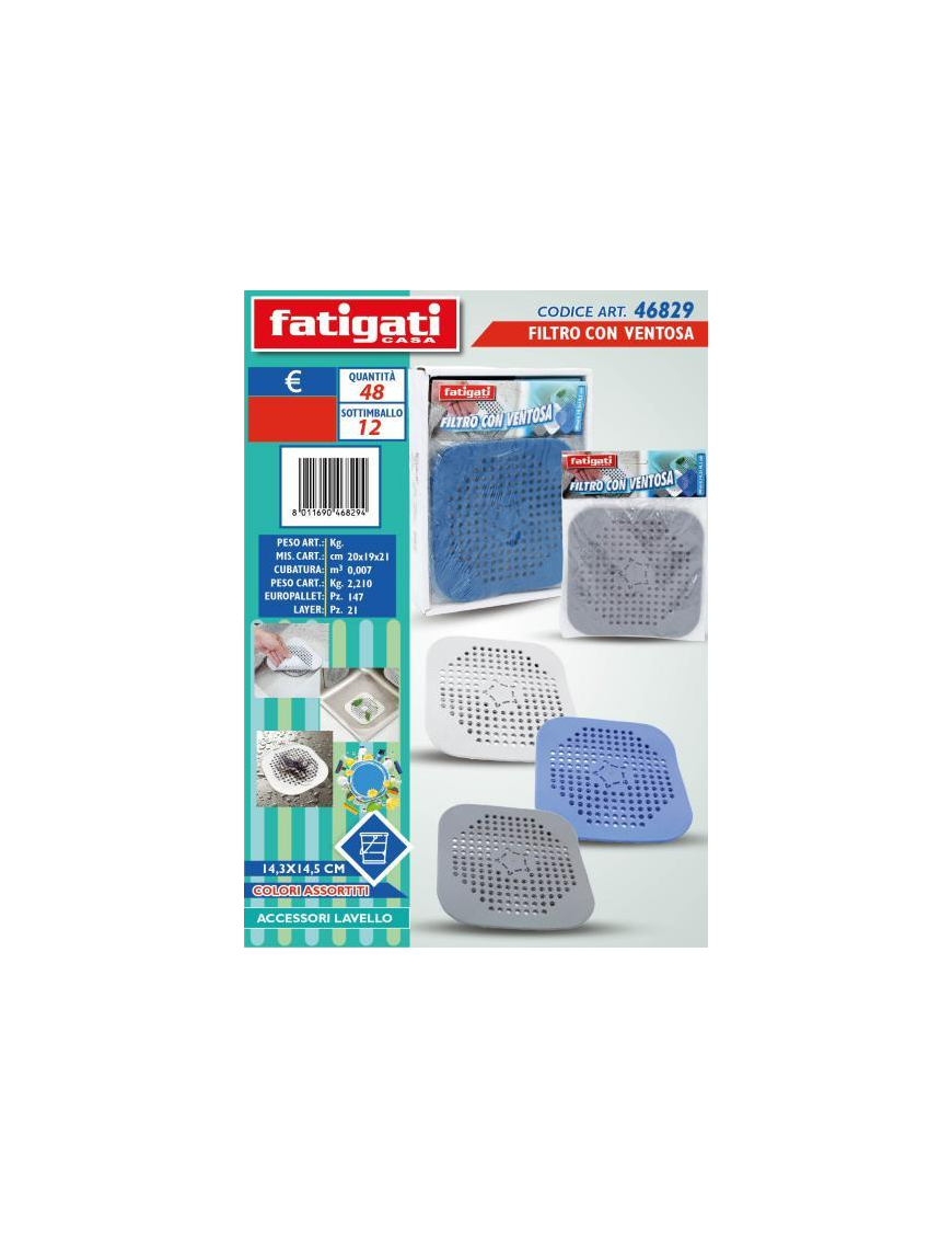 FATIGATI FILTRO PLASTICA CON VENTOSA CM.14,3X14,5