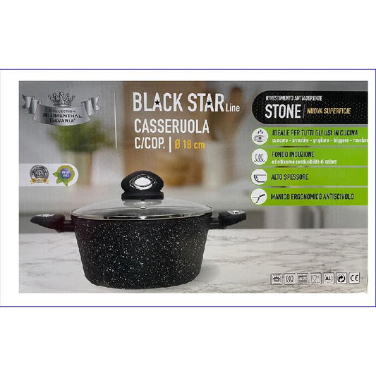 LETIZIA BLACK STAR CASSERUOLA CON COPERCHIO CM.20