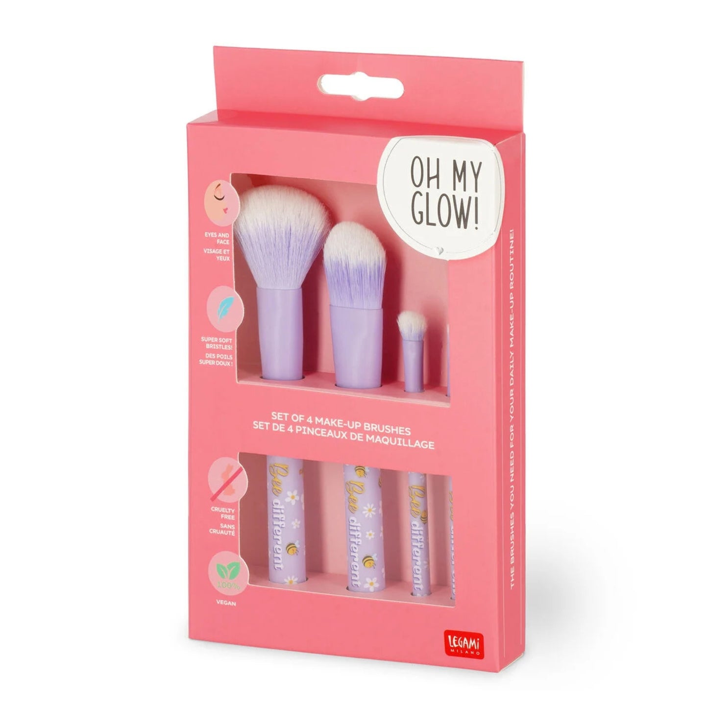 LEGAMI MILANO OH MY GLOW! SET DI 4 PENNELLI PER IL TRUCCO DAISY