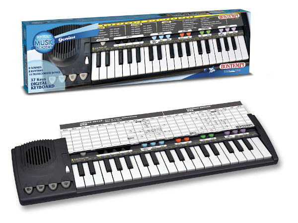 BONTEMPI MUSIC ACADEMY GENIUS TASTIERA ELETTRONICA DIGITALE 37 CHIAVI CON 8 SUONI,8 RITMI E 14 CANZONI PREREGISTRATE CON MELODY OFF