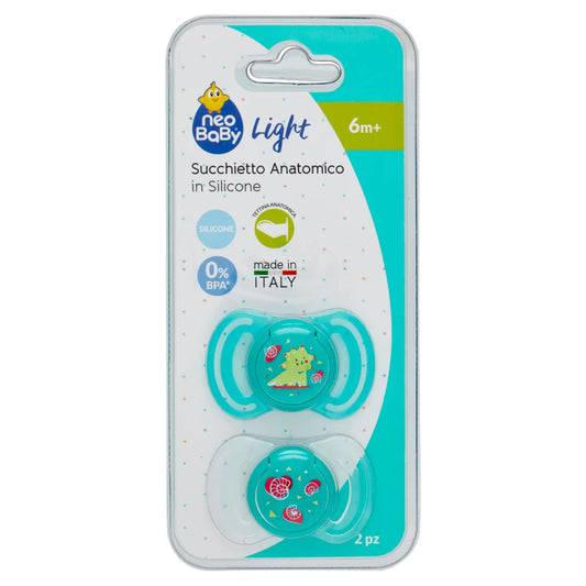 NEOBABY LIGHT SUCCHIETTO ANATOMICO IN SILICONE 6M+ 2PZ