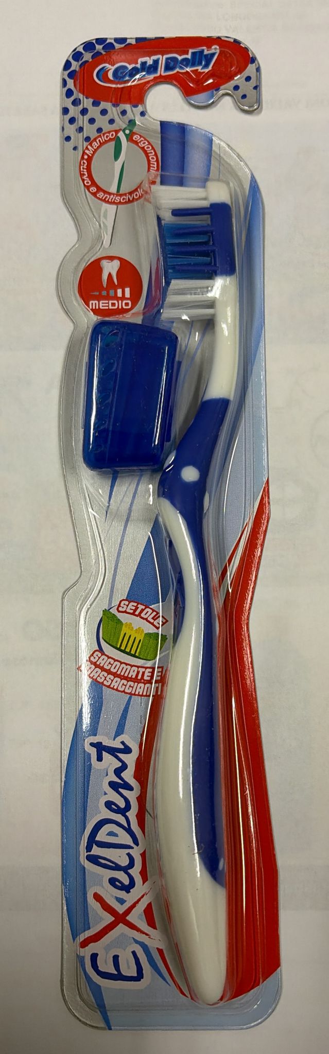 GOLD DOLLY EXELDENT SPAZZOLINO DOPPIA ONDA MEDIO CON COPRITESTINA