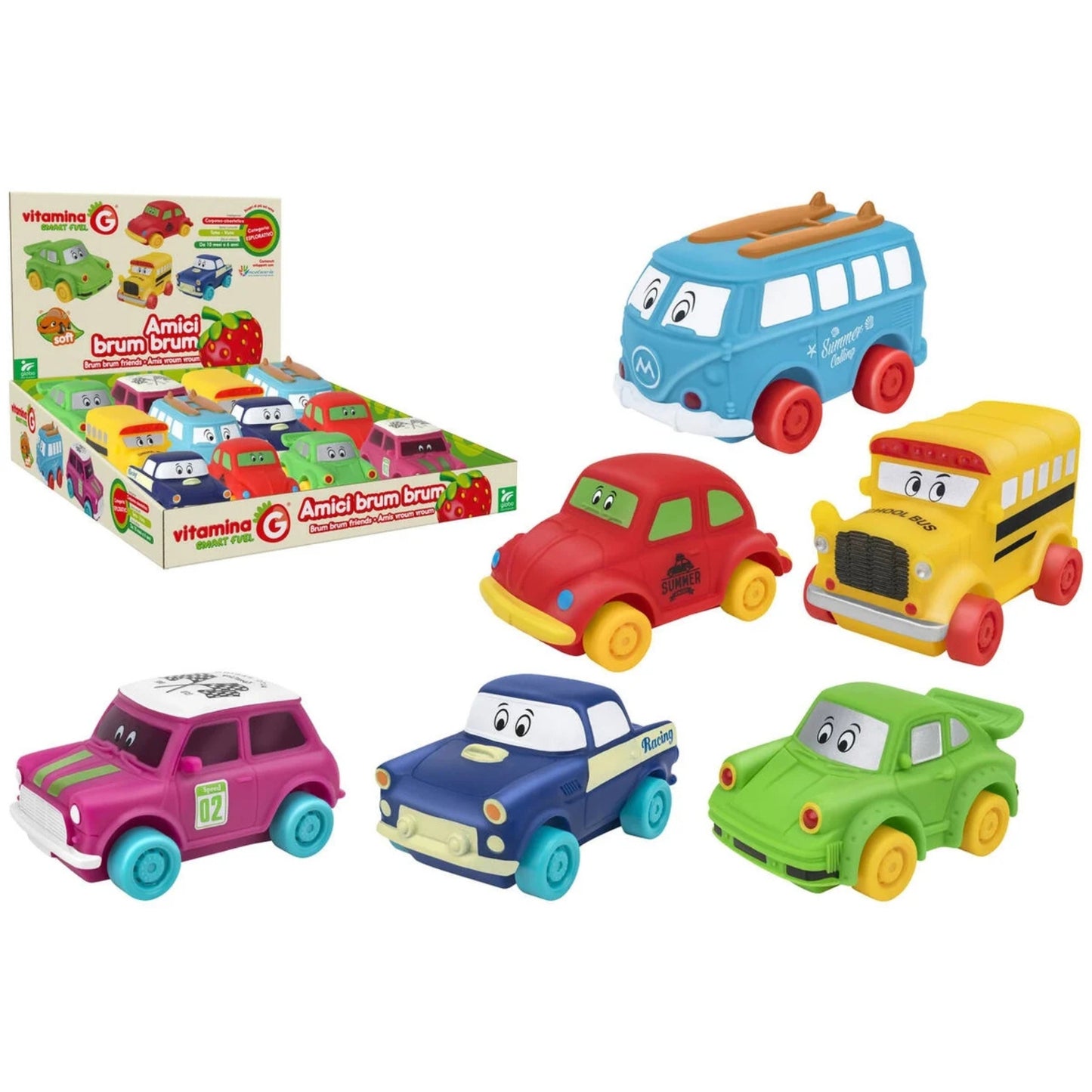 GLOBO VITAMINA G AMICI BRUM BRUM AUTO COMICHE SOFT ASSORTITE IN 6 MODELLI