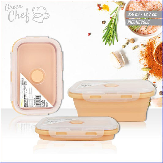 AMB GREEN CHEF CONTENITORE SILICONE QUADRATO PIEGHEVOLE 350ML CM.12,7X12,7 TORTORA