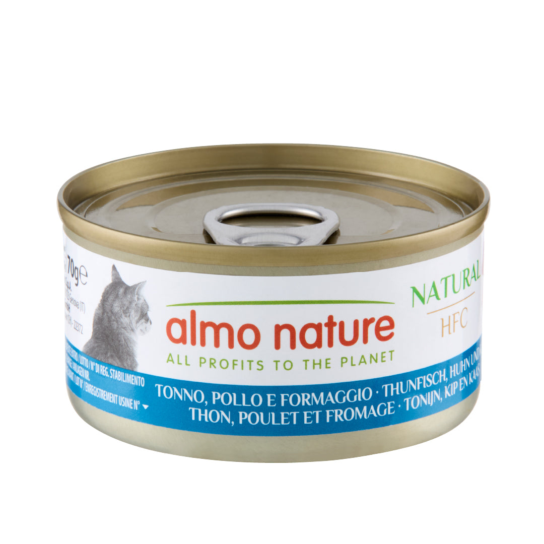 ALMO NATURE NATURAL HFC GATTO 70G TONNO,POLLO E FORMAGGIO