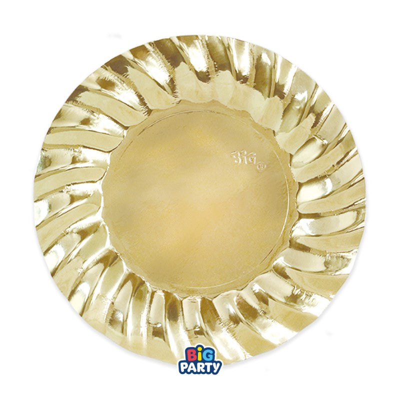 BIG PARTY 6 PIATTI FONDI CM.24 WAVY ORO METAL
