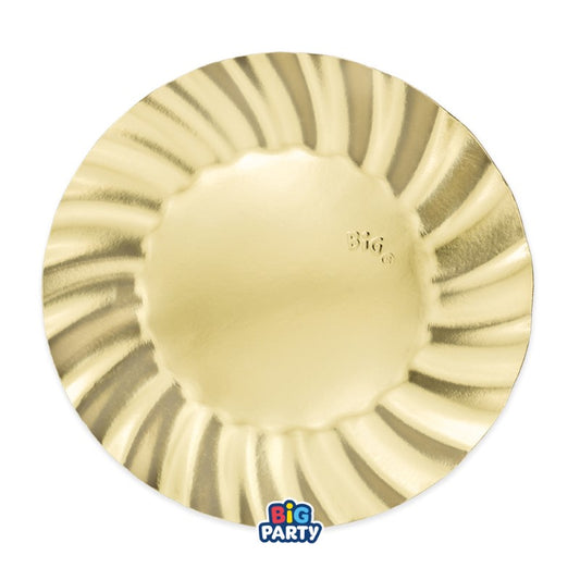 BIG PARTY 6 PIATTI CM.25 WAVY ORO METAL