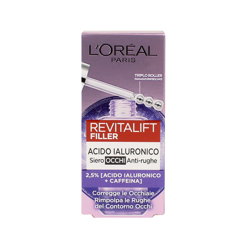 L'OREAL REVITALIFT FILLER ACIDO IALURONICO SIERO OCCHI ANTI-RUGHE 20ML 2,5% ACIDO IALURONICO + CAFFEINA