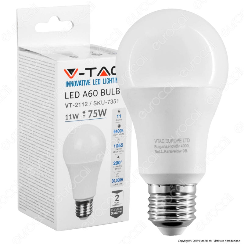 V-TAC LED A60 BULB 11W VT-2112 6400K