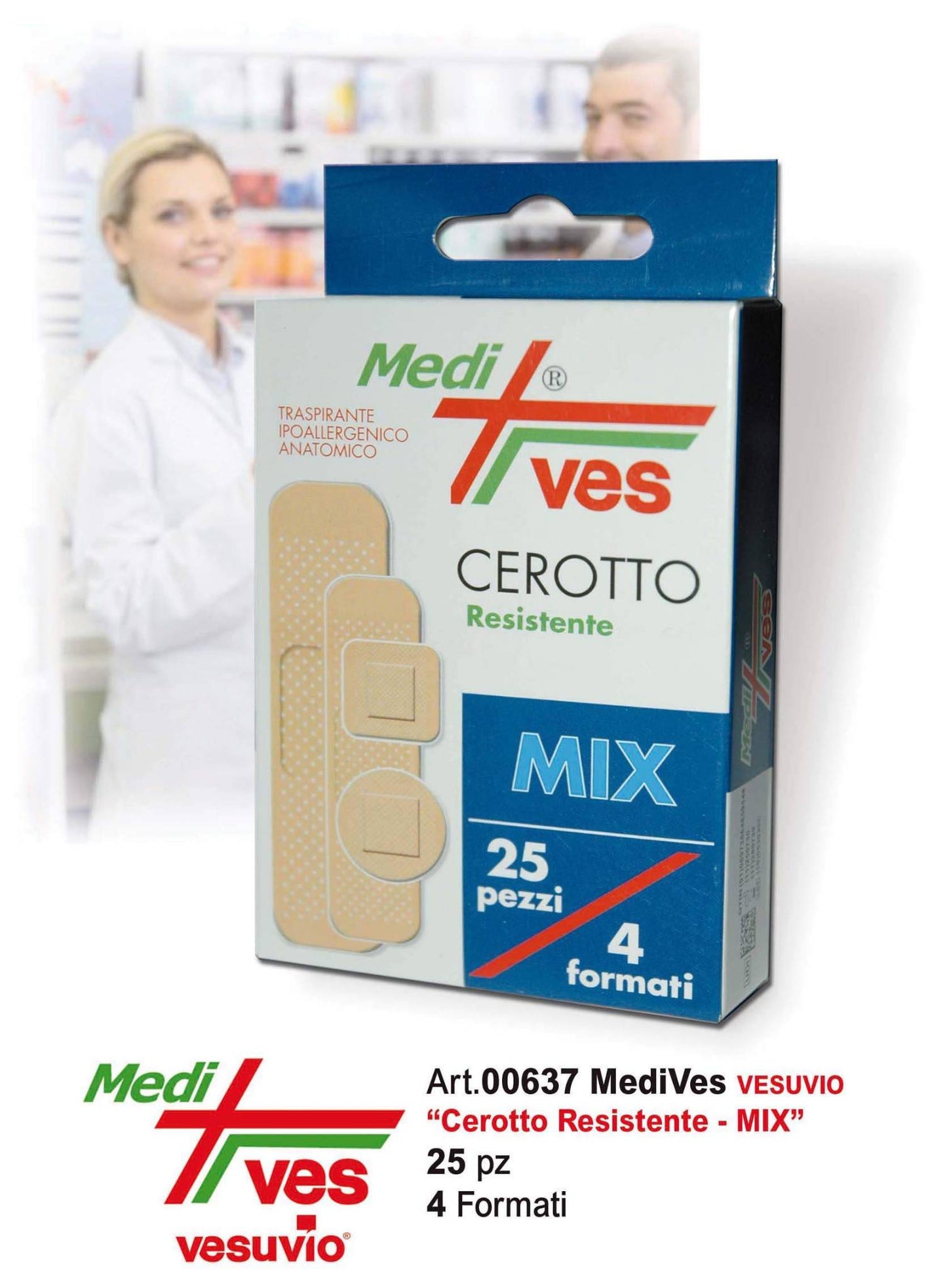 VESUVIO MEDIVES CEROTTO RESISTENTE MIX 25PZ 4 FORMATI ART.00637