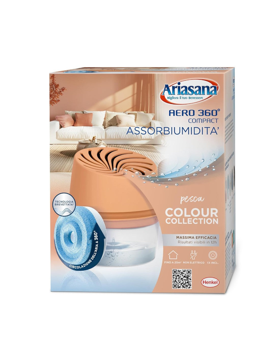 ARIASANA AREO 360 COMPACT COLOUR COLLECTION PESCA ASSORBIUMIDITA' SISTEMA + 1 RICARICA TAB 450G 2IN1 ANTI-UMIDITA' & ANTI-ODORE INODORE