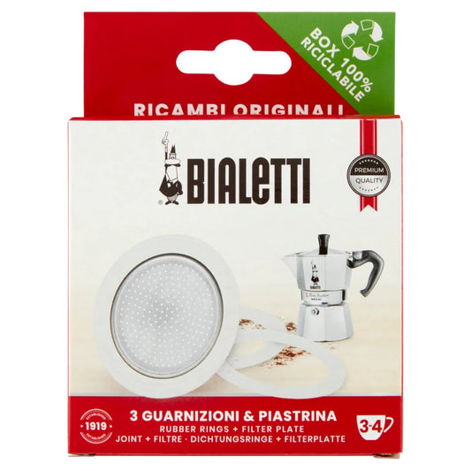 BIALETTI 3 GUARNIZIONI & PIASTRINA 3/4 TAZZE