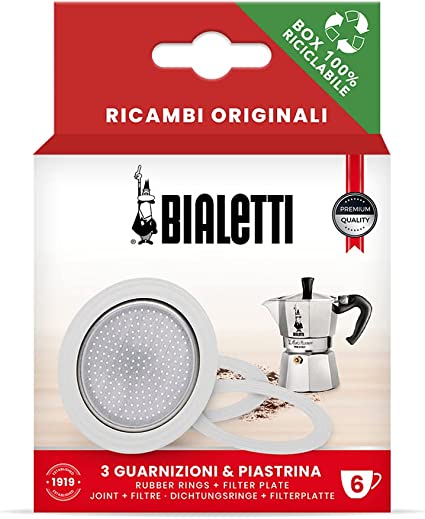 BIALETTI 3 GUARNIZIONI & PIASTRINA 6 TAZZE